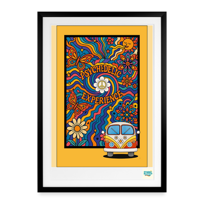 Studioretropop Affiche (70s) Psychédélique - Format 49 x 69 cm avec cadre