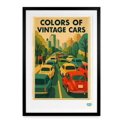 Studioretropop Affiche (70s) Voitures Vintage - Format 49 x 69 cm avec cadre