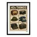 Studioretropop Affiche (40s) Les objets des années 40 - Format 49 x 69 cm avec cadre
