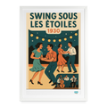 Affiche Swing sous les étoiles Années 30 – 49 × 69 cm - Art Rétro Pop - blanc