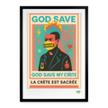 Affiche vintage God Save My Crête Punk Années 80 - Format 49×69cm encadrée noir