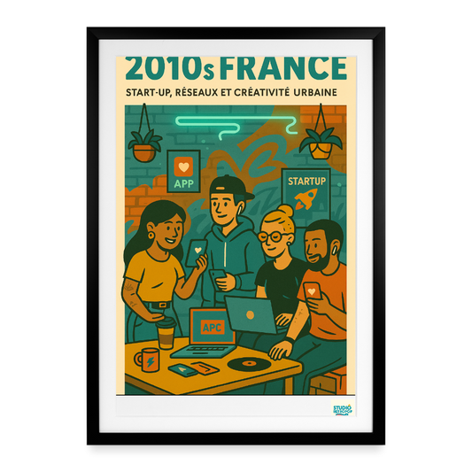 Studioretropop Affiche (2000 et +) Startup, réseaux et créativité urbaine - Format 49 x 69 cm avec cadre