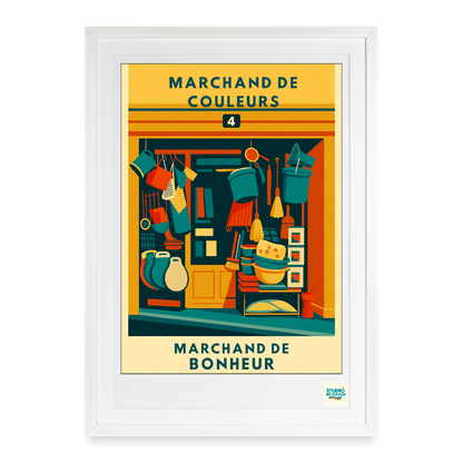 Studioretropop Affiche (70s) Marchand de Couleurs - Format 49 x 69 cm avec cadre noir ou blanc