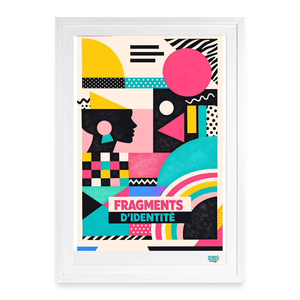 Affiche Fragment d'identité Années 30 –  49 x 69 cm avec cadre - Art Rétro Pop - blanc