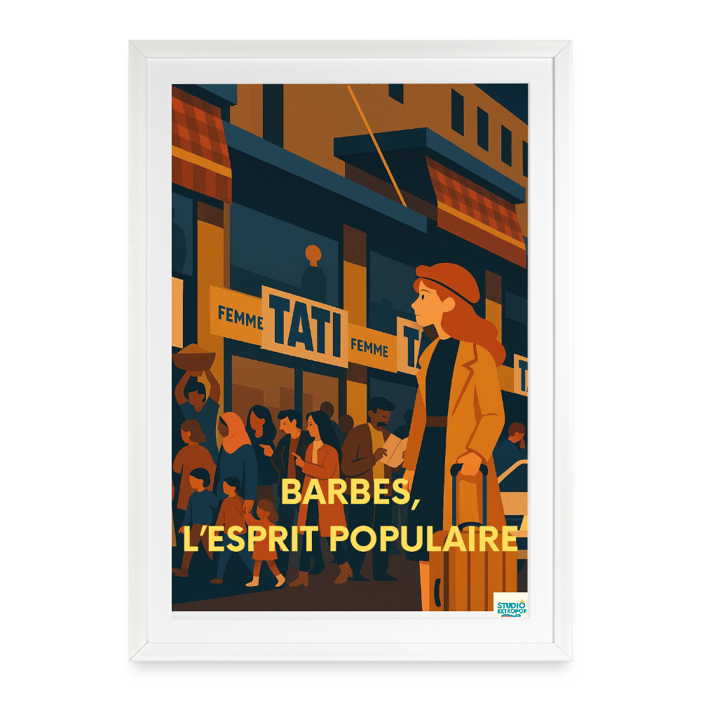 Studioretropop affiche Barbès, l’esprit populaire (80s) -Format 49 x69cm avec cadre - blanc