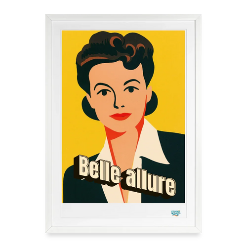 Affiche Belle allure Années 50 + 49 × 69 cm avec cadre - Art Rétro Pop - blanc