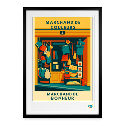 Studioretropop Affiche (70s) Marchand de Couleurs - Format 49 x 69 cm avec cadre noir ou blanc
