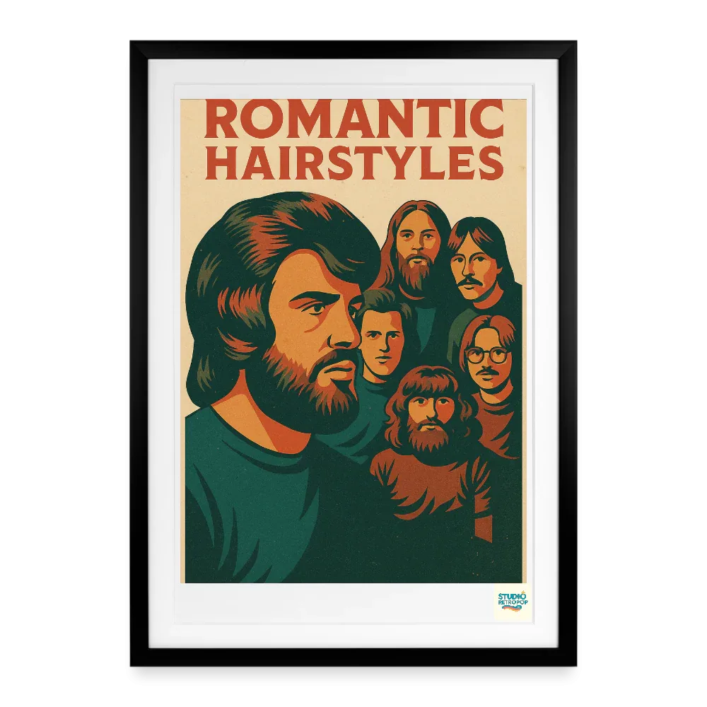 Studioretropop Affiche 70s Coiffures Romantiques - Format 49 x 69 cm avec cadre
