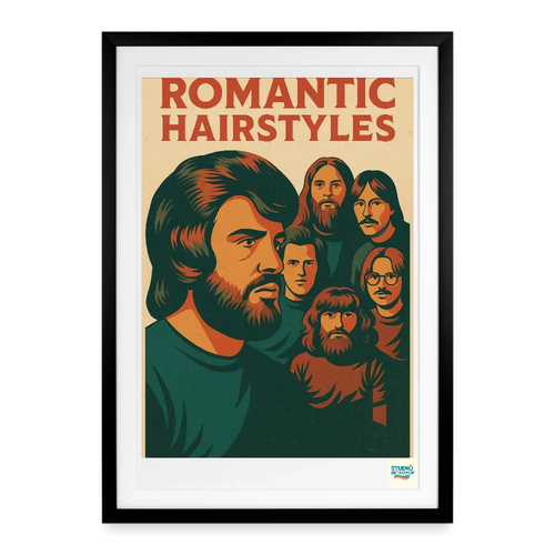 Studioretropop Affiche 70s Coiffures Romantiques - Format 49 x 69 cm avec cadre