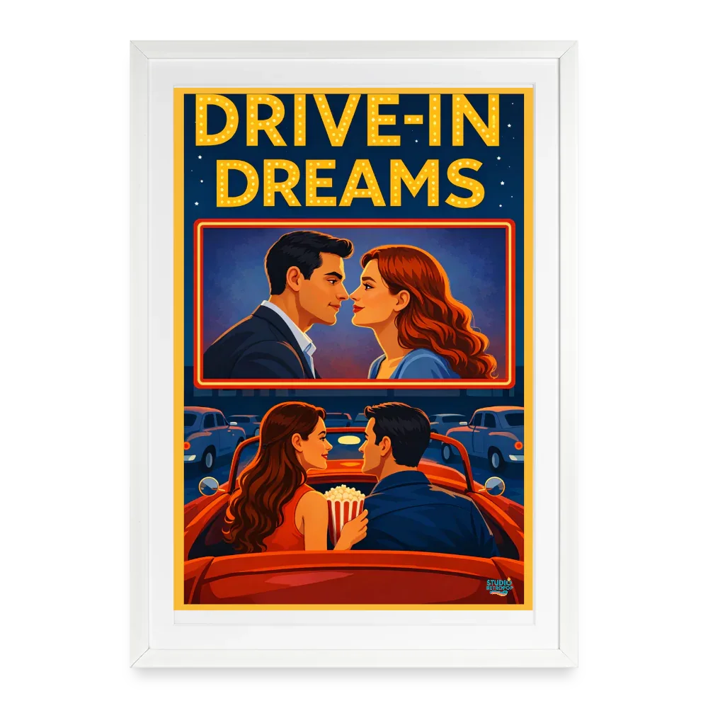 Affiche Drive-In Dreams Années 2000 - Format 49×69 cm avec cadre - StudioRetroPop