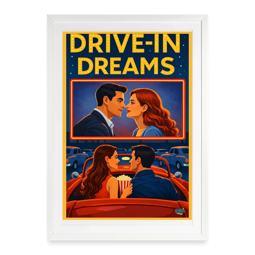 Affiche Drive-In Dreams Années 2000 - Format 49×69 cm avec cadre - StudioRetroPop