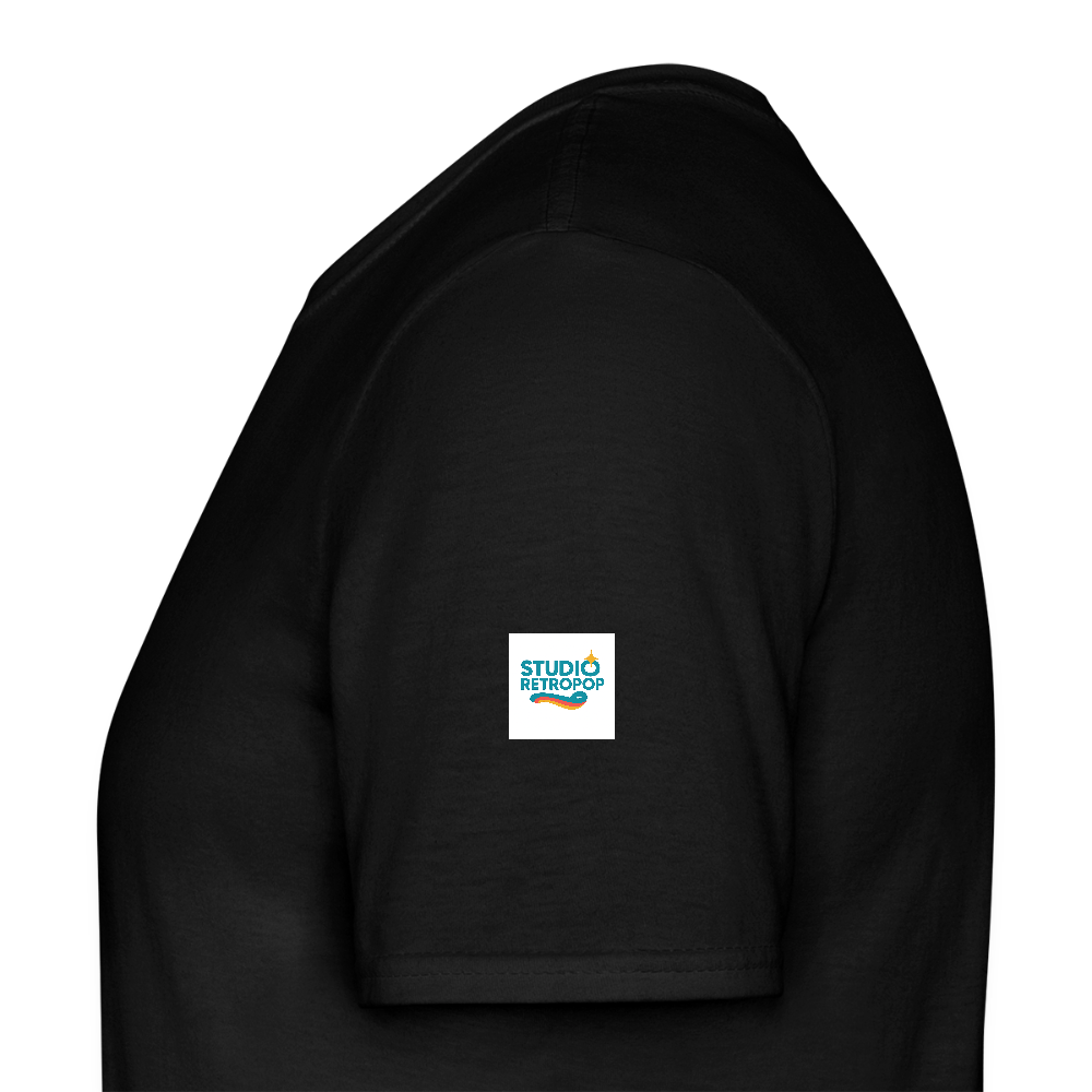 T-shirt bleu col rond personnalisable - noir