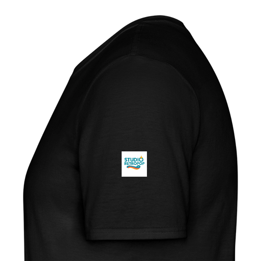 T-shirt bleu col rond personnalisable - noir