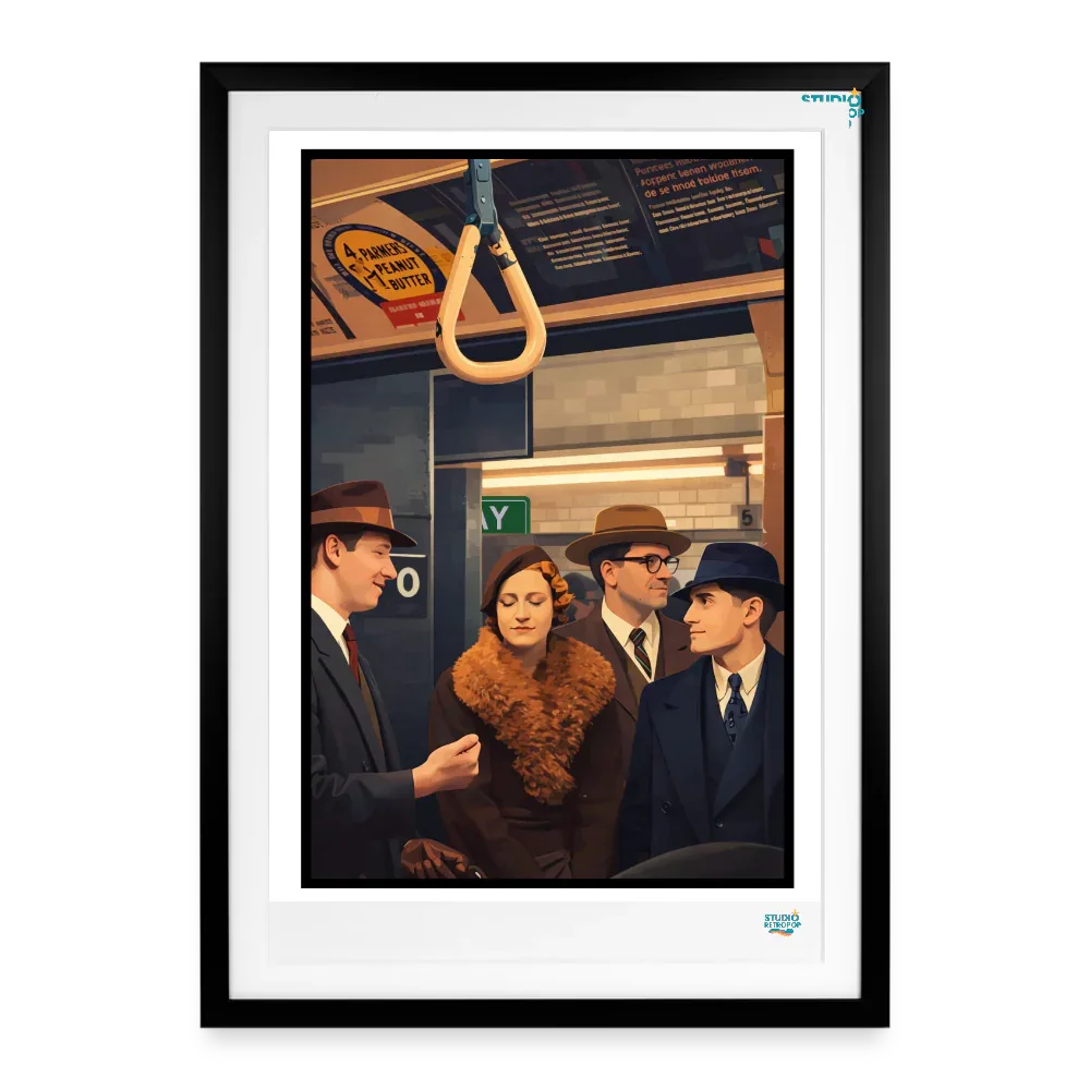 Affiche Subway Années 60 Format 49 × 69 cm avec cadre - noir