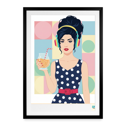 Studioretropop Affiche Icône stylisée -Format 69 x49CM avec cadre