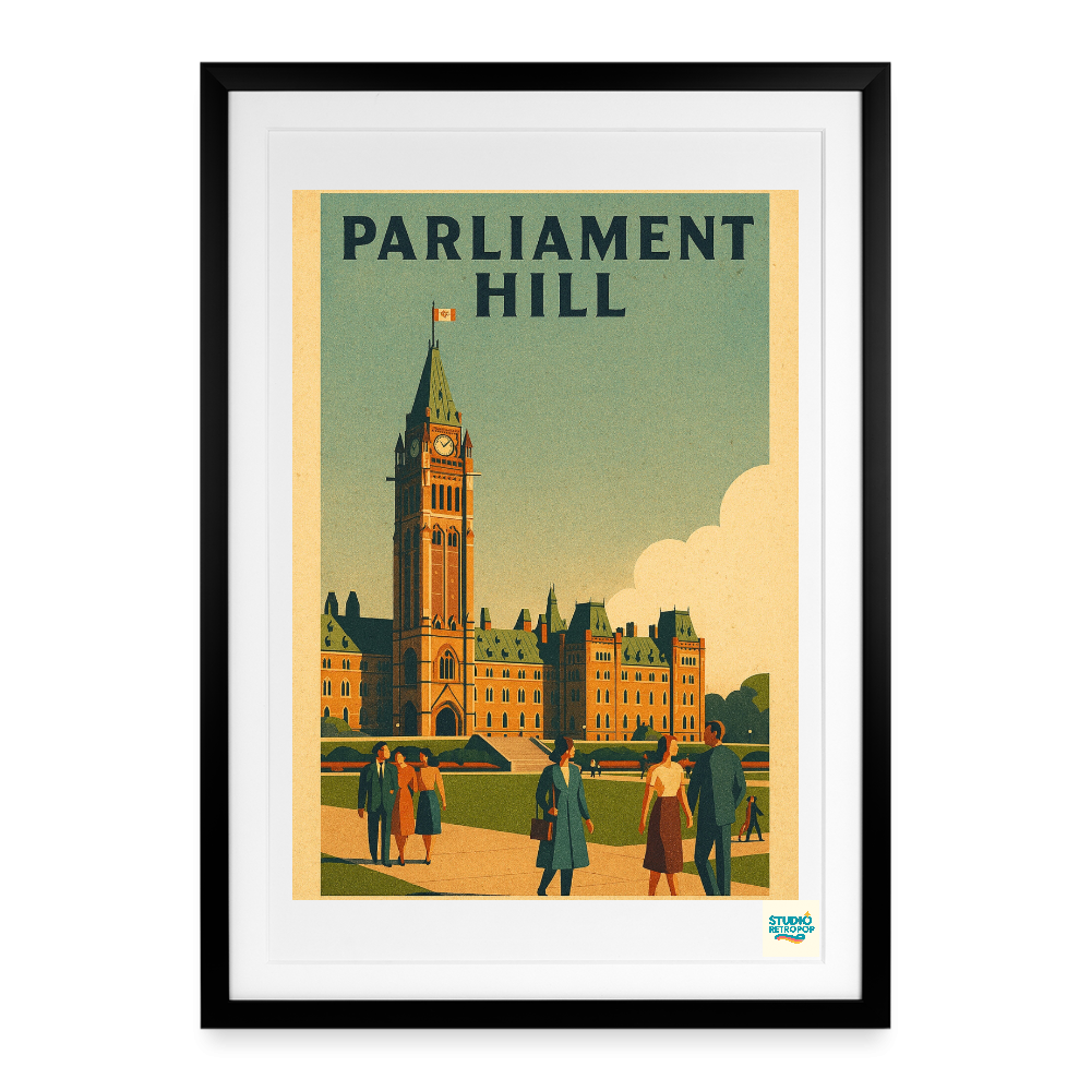 Studioretropop Affiche (70s) Parliament Hill Ottawa - Format 49 x 69 cm avec cadre
