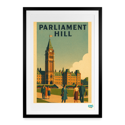Studioretropop Affiche (70s) Parliament Hill Ottawa - Format 49 x 69 cm avec cadre