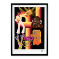 Affiche disco night Années 70 49 x 69 cm avec cadre -Art Rétro Pop - noir