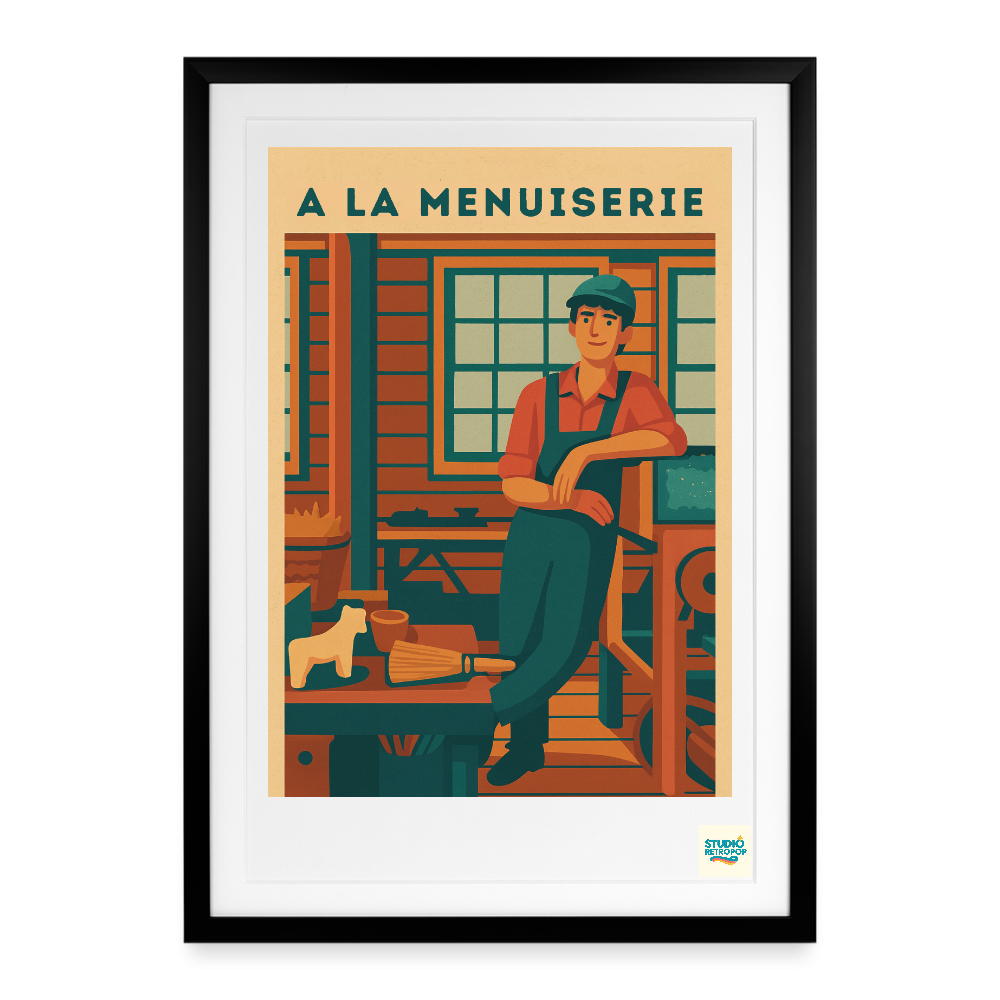 Affiche 40s À la menuiserie - Format 50 X 70 cm encadrée Noir