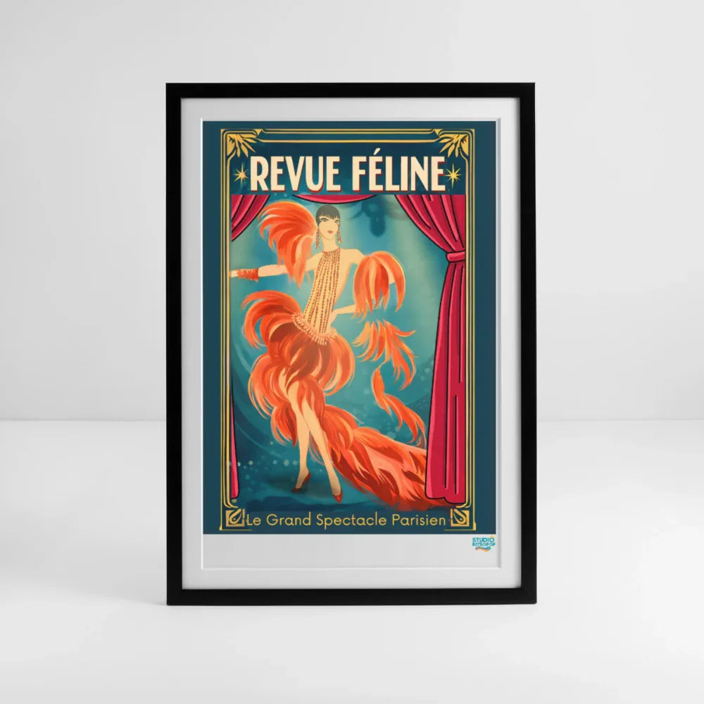 Affiche Revue Féline Années 20 – 49 × 69 cm avec cadre - StudioRetroPop