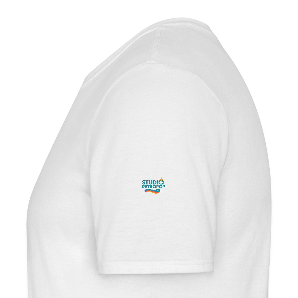 T-shirt bleu col rond personnalisable - blanc