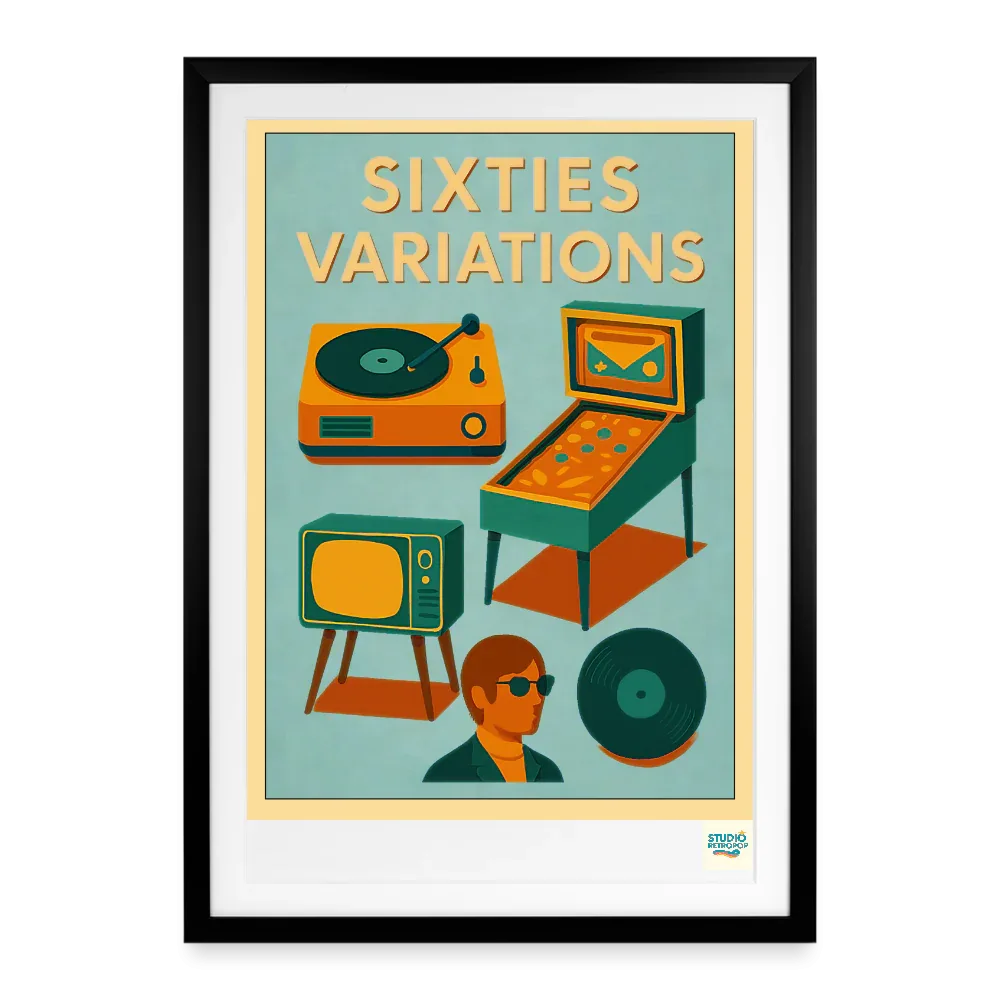 Affiche vintage Sixties Variations Années 60 - Format 49×69cm encadrée noir