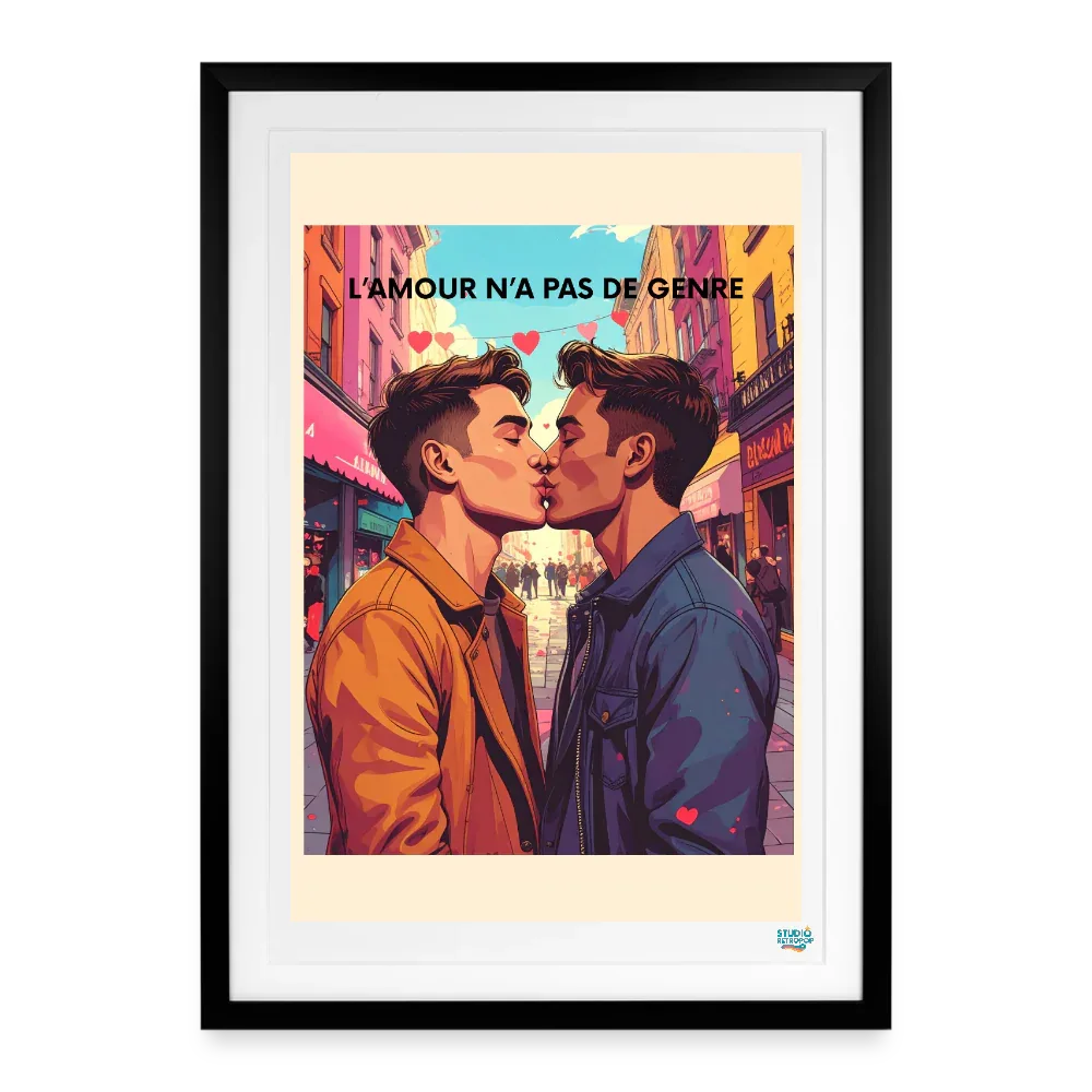 Affiche  L'amour n'a pas de genre Années 2000 - Format 49 x 69cm avec cadre - noir