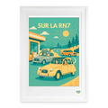 Studioretropop Affiche 50s Sur la RN7 - Format 49 x 69 cm avec cadre noir ou blanc