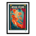 Affiche Revue Féline Années 20 – 49 × 69 cm avec cadre - Art Rétro Pop - noir