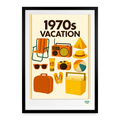 Affiche vintage Vacation Années 70 - Format 49×69cm encadrée noir