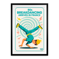 Affiche Breakdancing Hip-Hop Années 80 - 49 x 69 cm avec cadre - Art Rétro Pop