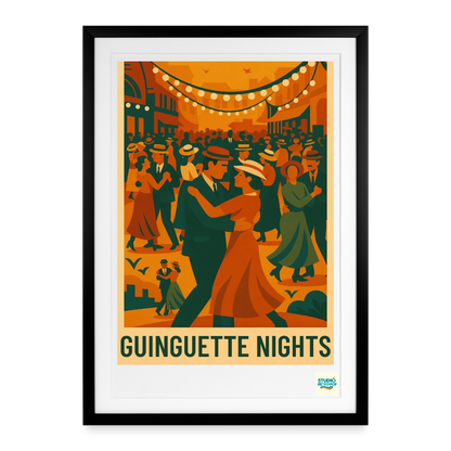 Studioretropop Affiche 30s Bal Musette - Format 49 x 69 cm avec cadre