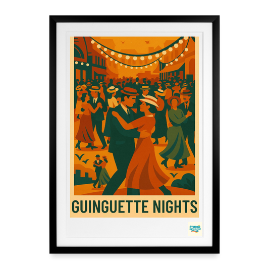Studioretropop Affiche 30s Bal Musette - Format 49 x 69 cm avec cadre