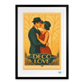Affiche Deco Love Années 30 – 49 × 69 cm avec cadre - Art Rétro Pop - noir