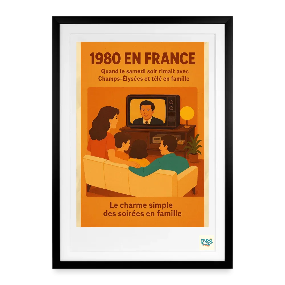 Studioretropop Affiche (80s) Les Samedis Soirs en 1980 - Format 49 x 69 cm avec cadre