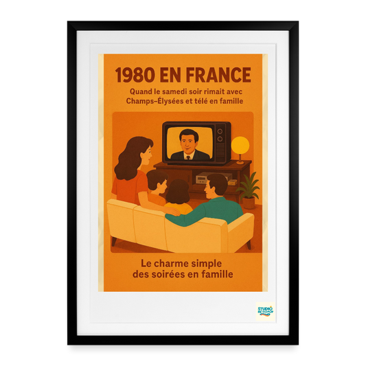 Studioretropop Affiche (80s) Les Samedis Soirs en 1980 - Format 49 x 69 cm avec cadre