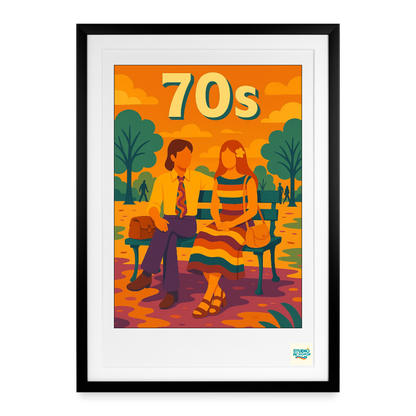 Studioretropop Affiche (70s) rdv hippie- Format 49 x 69 cm avec cadre