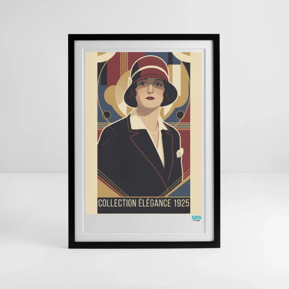 Affiche  collection élégance 1925 Années 20 49 x 69 cm avec cadre-Art Rétro Pop - noir