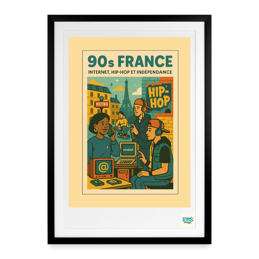 Studioretropop Affiche (90s) Internet, hip hop et indépendance - Format 49 x 69 cm avec cadre