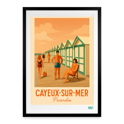 Studioretropop Affiche Cayeux-sur-Mer, Picardie (2000 et +) - Format 49 × 69 cm avec cadre - noir