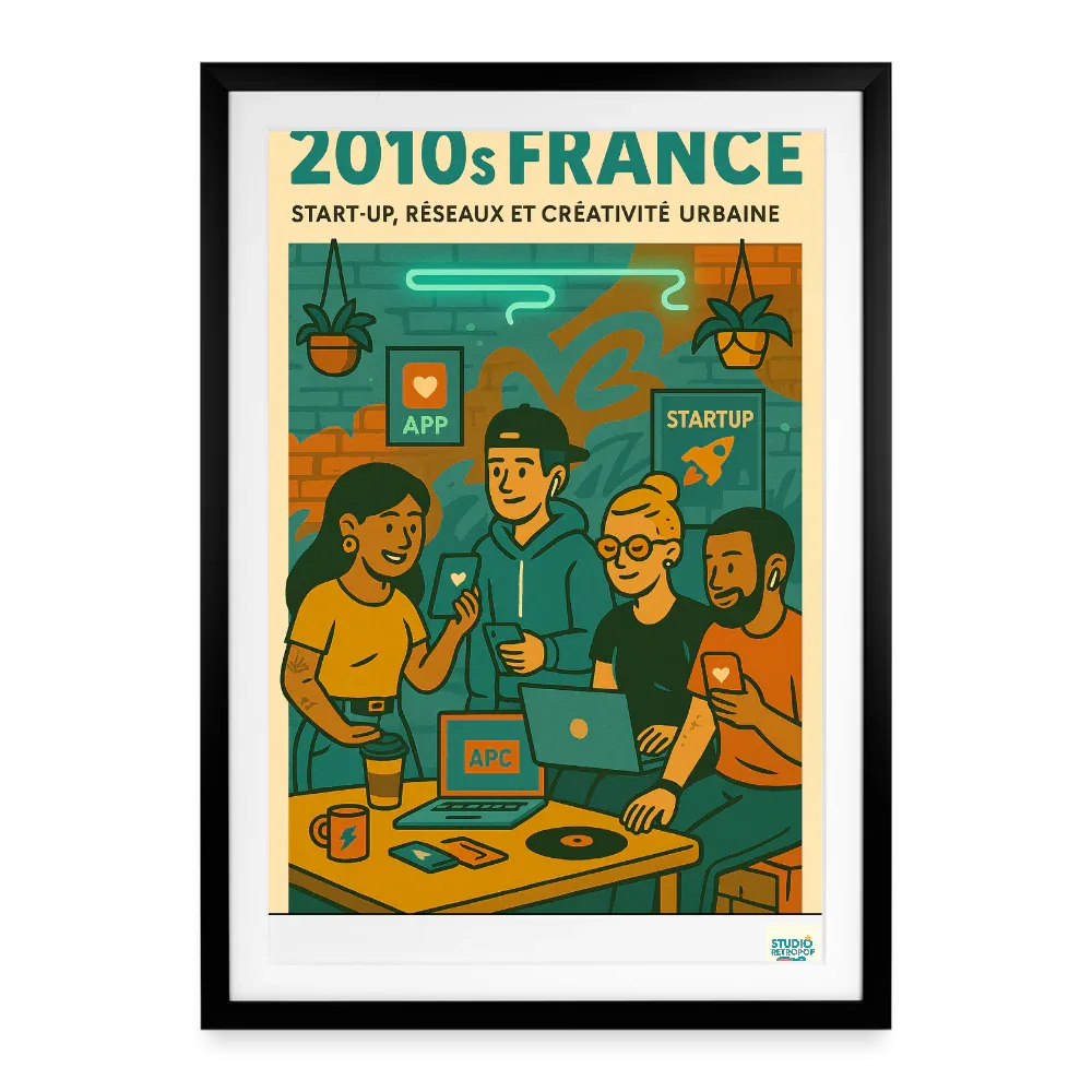 Studioretropop Affiche (2000 et +) Startup, réseaux et créativité urbaine - Format 49 x 69 cm avec cadre