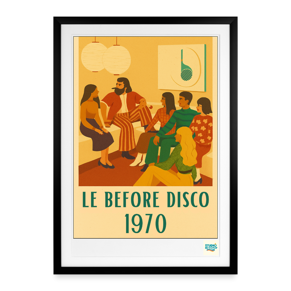 Studioretropop Affiche 70s Le before Disco - Format 49 x 69 cm avec cadre