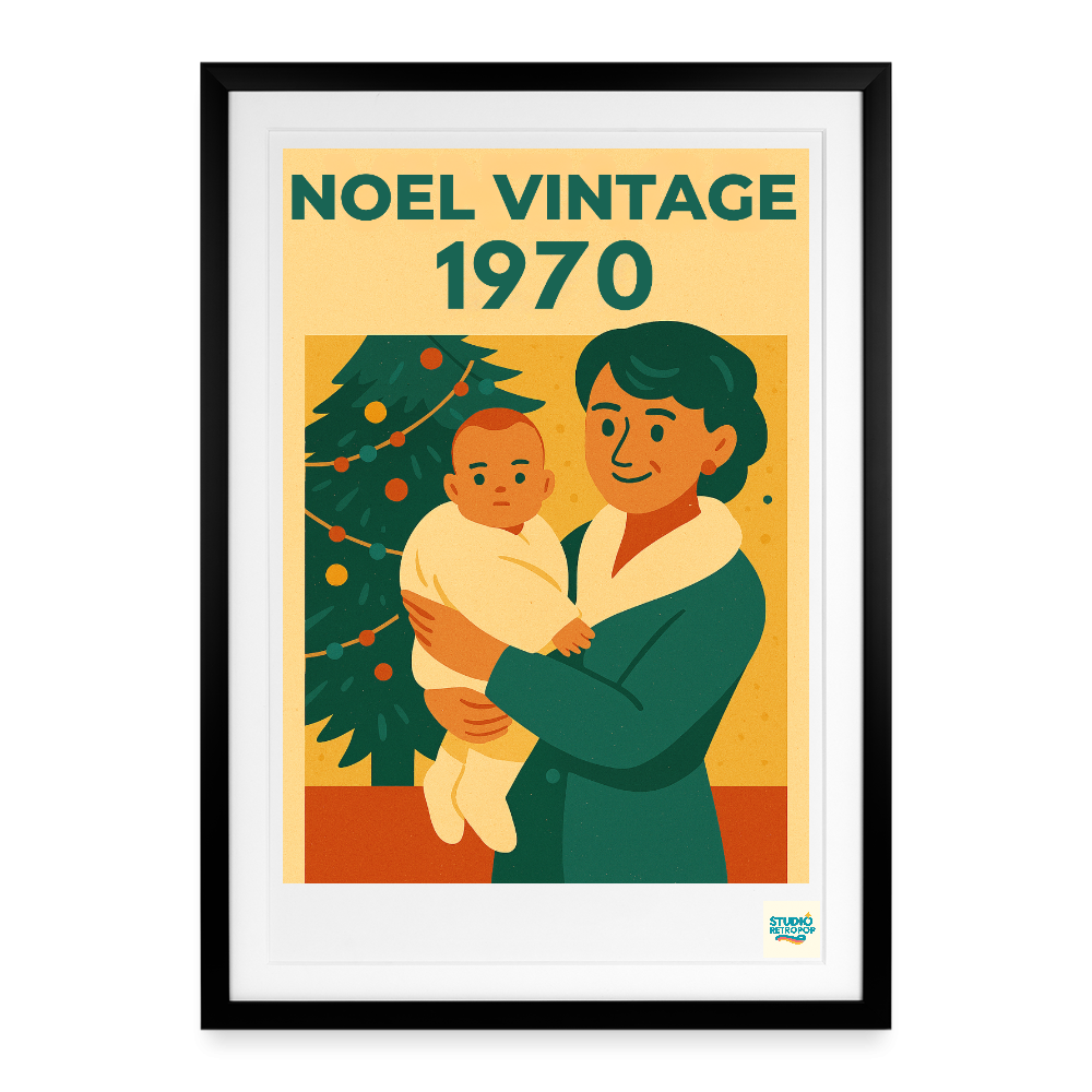 Studioretropop Affiche (70s) Noël Vintage - Format 49 x 69 cm avec cadre