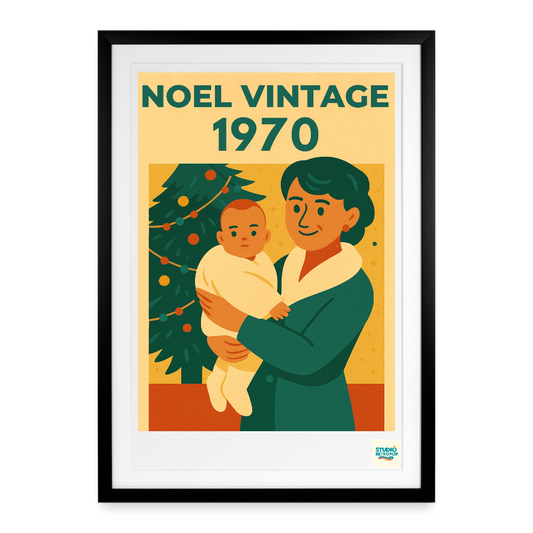 Studioretropop Affiche (70s) Noël Vintage - Format 49 x 69 cm avec cadre