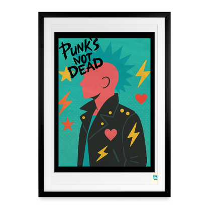 Studioretropop Affiche (80s) Punk's not dead - Format 49 x 69 cm avec cadre