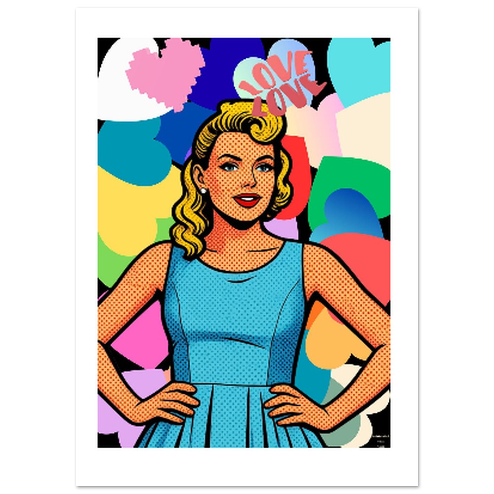 Affiche Love Love Girl — Affiche Art Rétro Pop - Collection Pop Stories PS N°002 – StudioRetroPop® – 30x40 cm / 12x16″