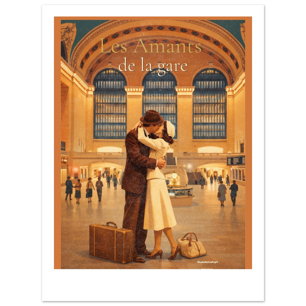 Affiche Les amants de la gare - Affiche vintage  - Collection Vintage Stories VS N°010 – StudioRetroPop® – 30x40 cm / 12x16″