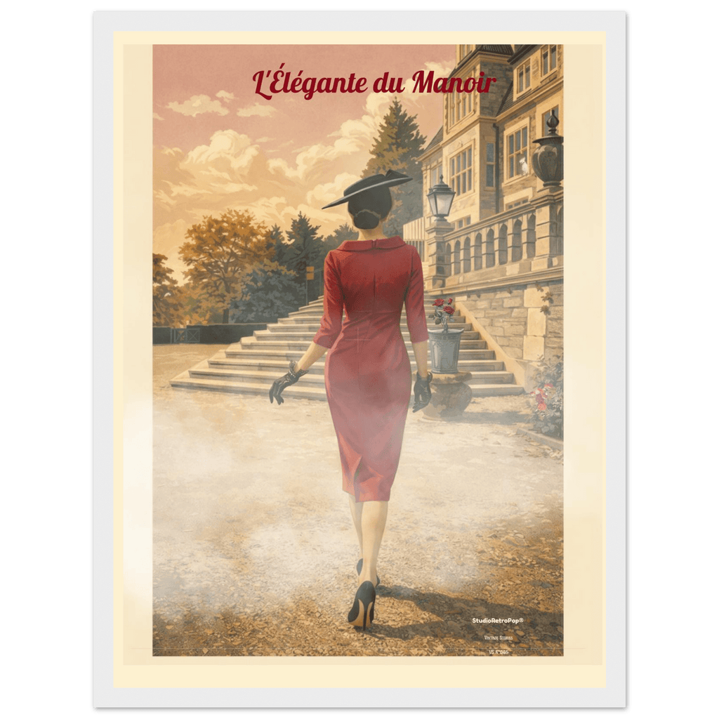 Affiche L'élégante du manoir — Affiche vintage chic – Collection Vintage Stories VS N°005 - sans cadre ou avec – StudioRetroPop® – 30x40 cm / 12x16″