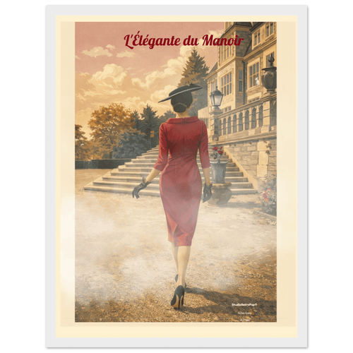 Affiche L'élégante du manoir — Affiche vintage chic – Collection Vintage Stories VS N°005 - sans cadre ou avec – StudioRetroPop® – 30x40 cm / 12x16″