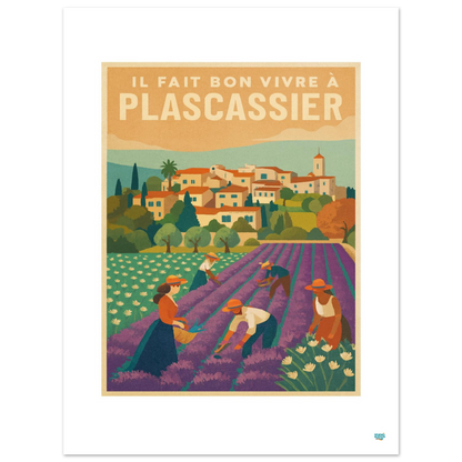 Affiche « Il Fait Bon Vivre à Plascassier » – L’art de vivre provençal - StudioRetroPop